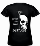 Nr. 6a - T-Shirt Motiv "Lady Totenkopf Rose" - Schwarz